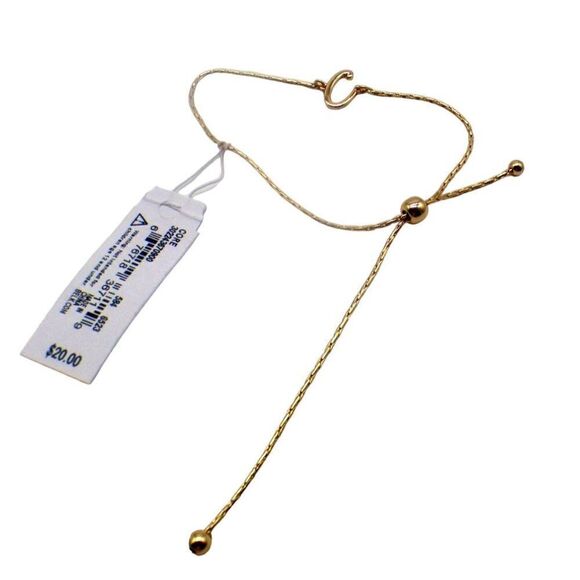 Crown & Ivy Initial "V" Chain Gold Tone Slide Bracelet - Picture 2 of 4